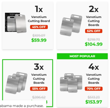 Vanotium Cutting Board pricing details